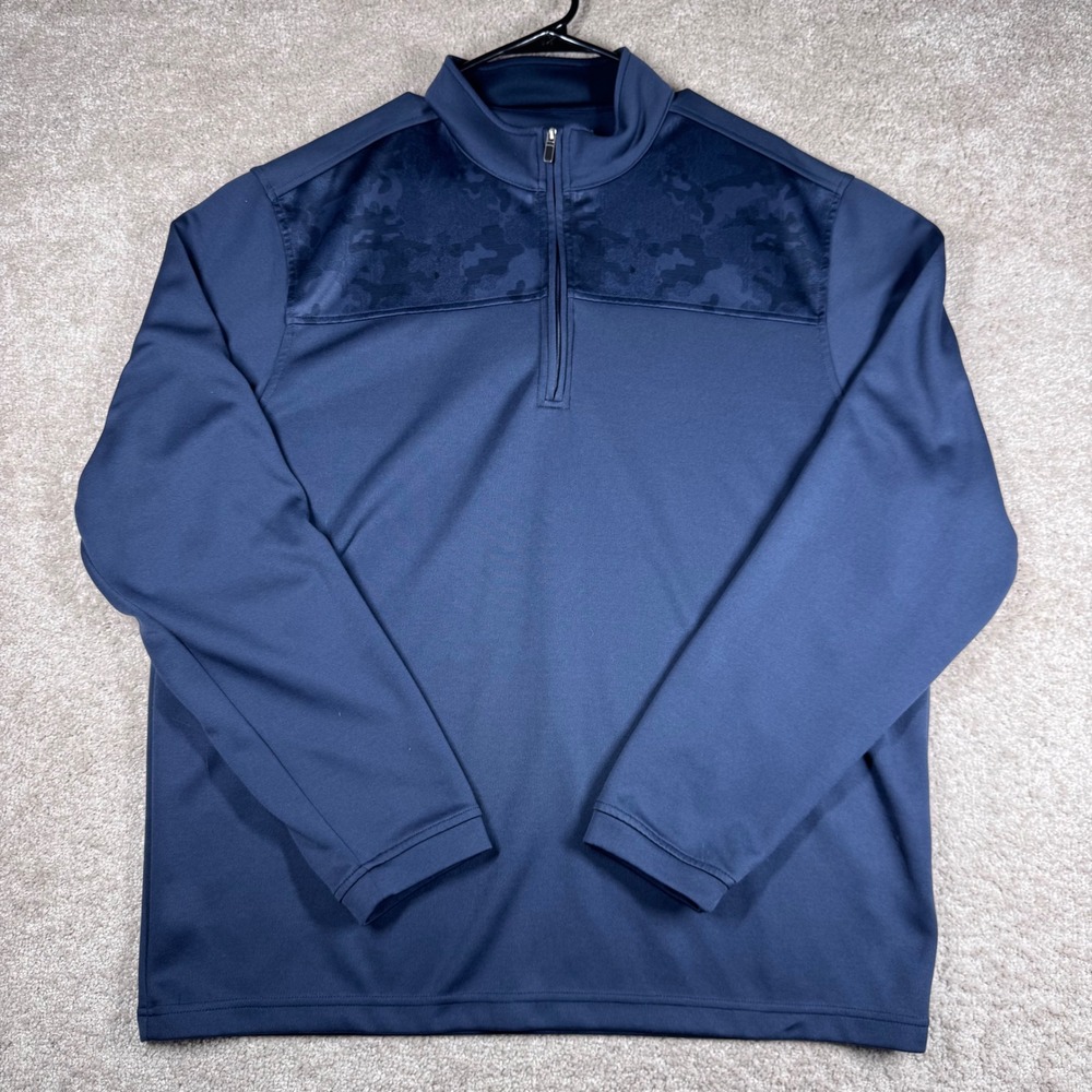 Pebble Beach Dry-Luxe Performance Mens XL Navy Blue Camo Yoke Quarter Zip